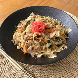 牡蠣入り焼うどん